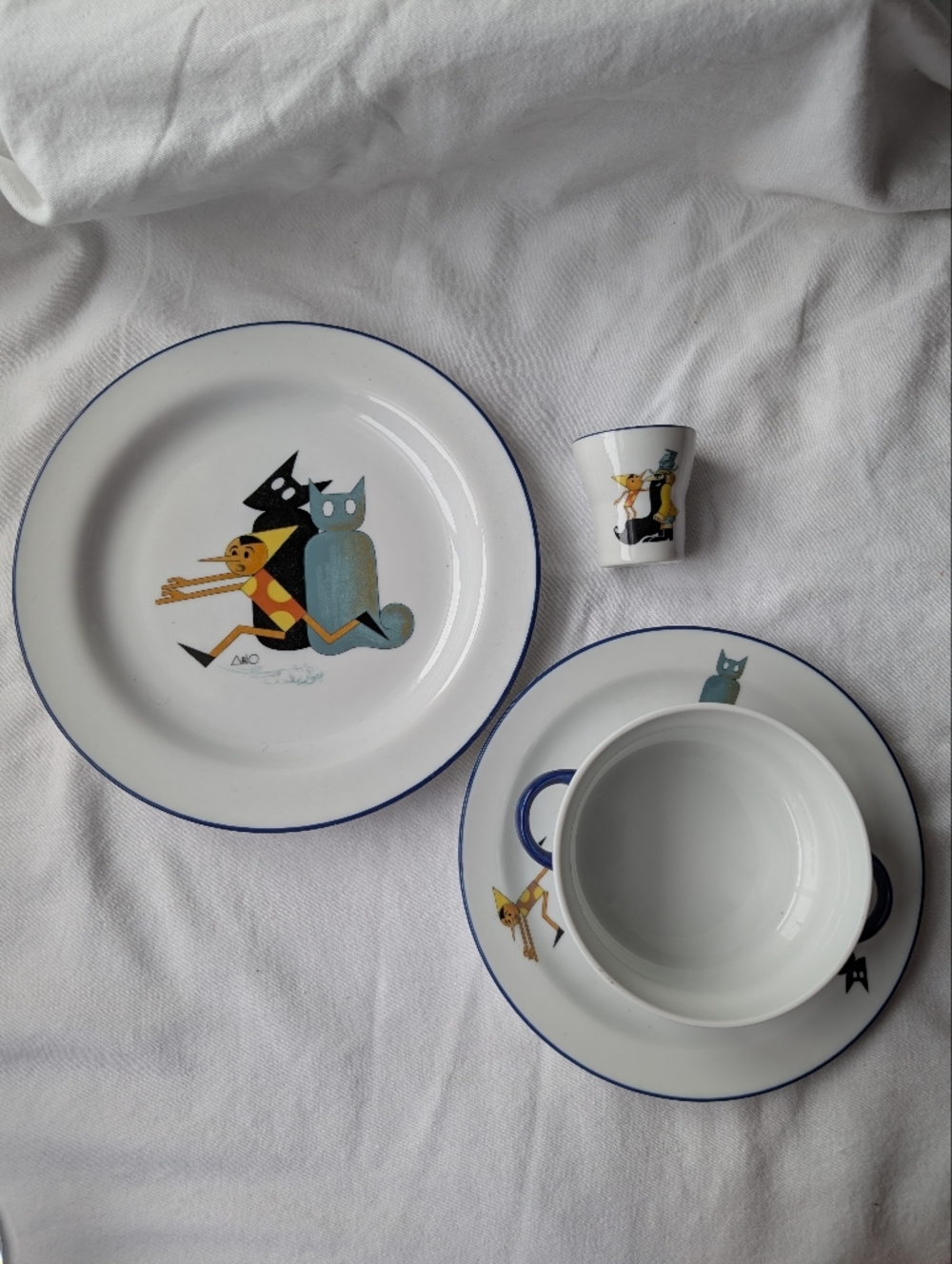 Richard Ginori Italy Pinocchio Porcelain Child's Dining Set Vintage